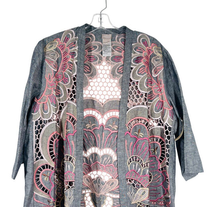 Embroidered Open Front