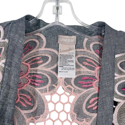 Embroidered Open Front