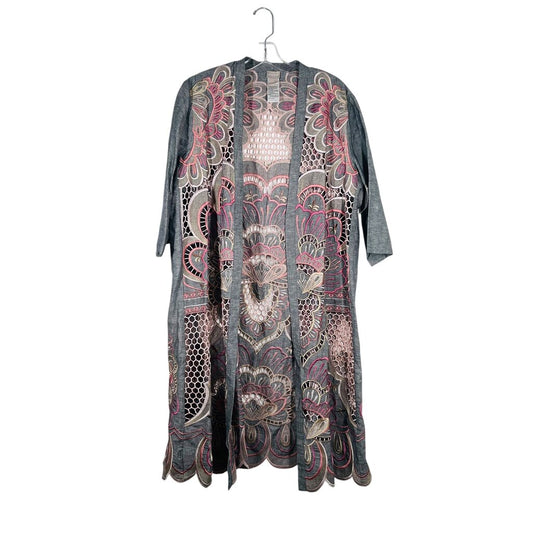 Embroidered Open Front