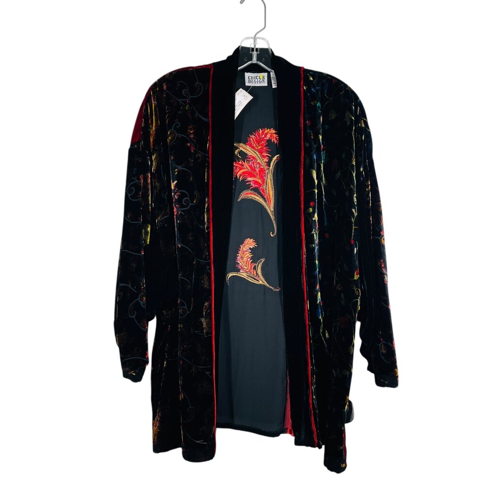 Velvet Print Short Kimono