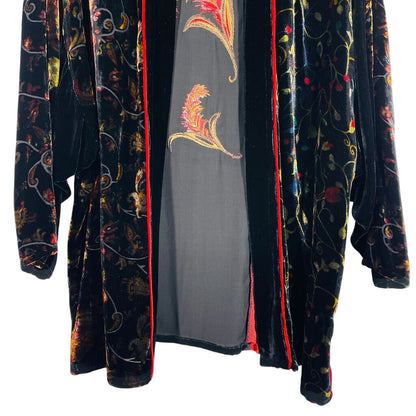 Velvet Print Short Kimono