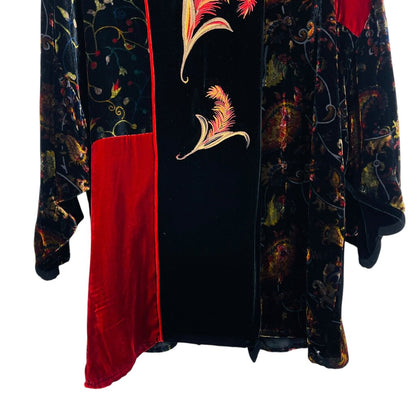 Velvet Print Short Kimono