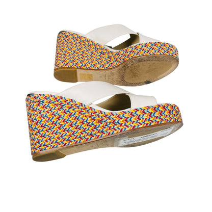 Wedge Leather/Straw Slides