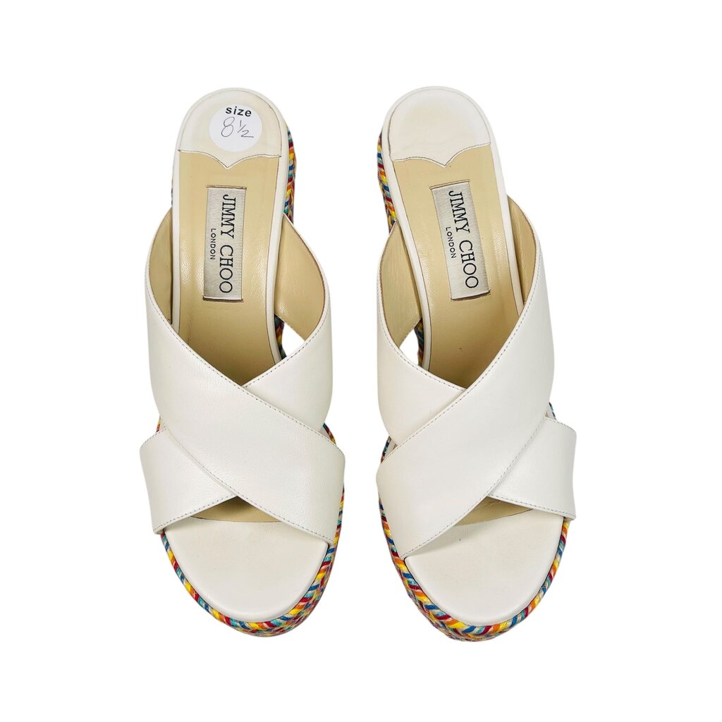 Wedge Leather/Straw Slides