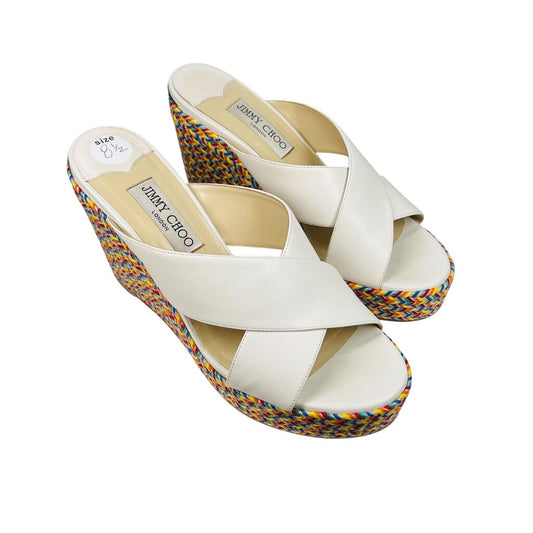 Wedge Leather/Straw Slides