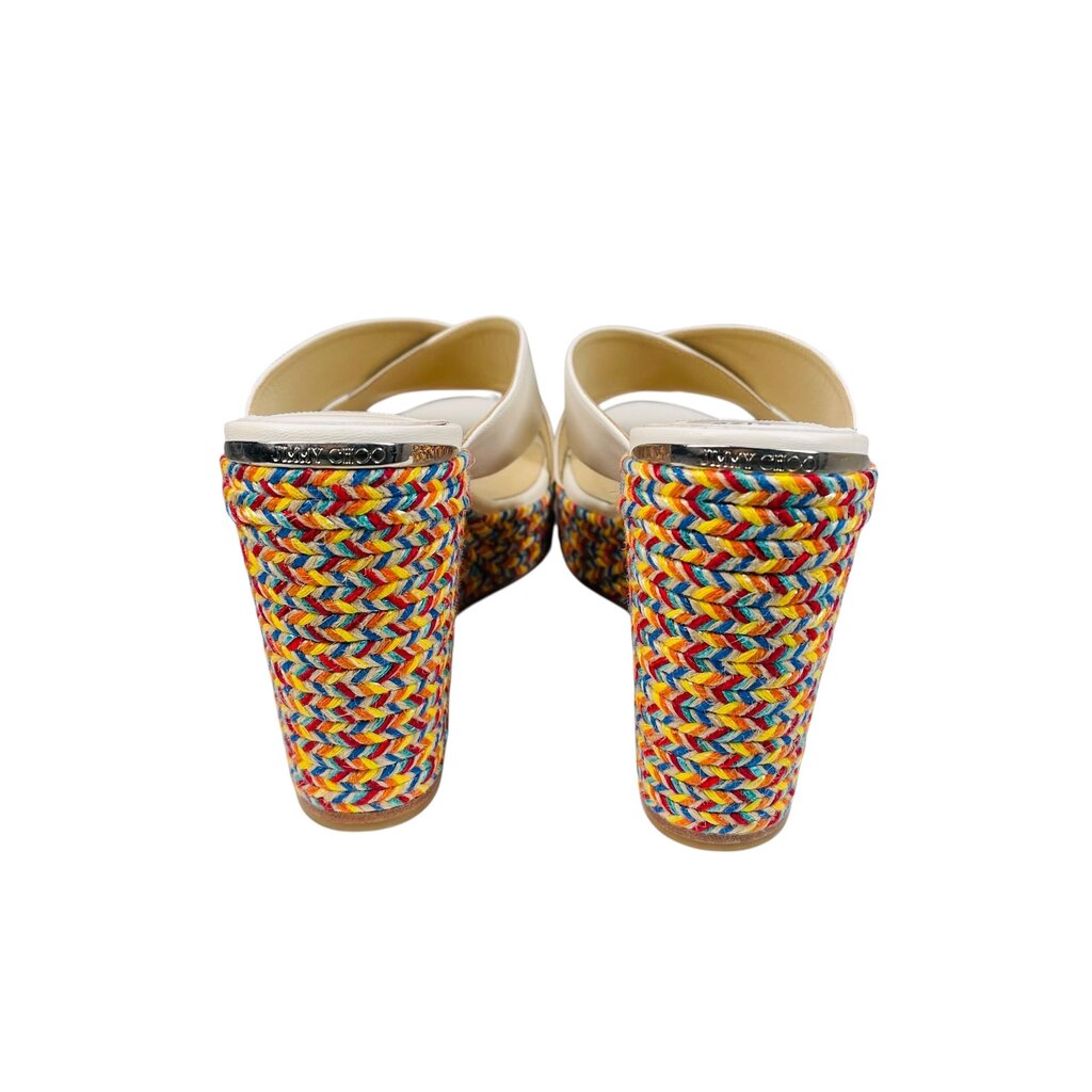 Wedge Leather/Straw Slides