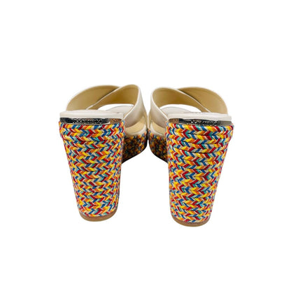 Wedge Leather/Straw Slides