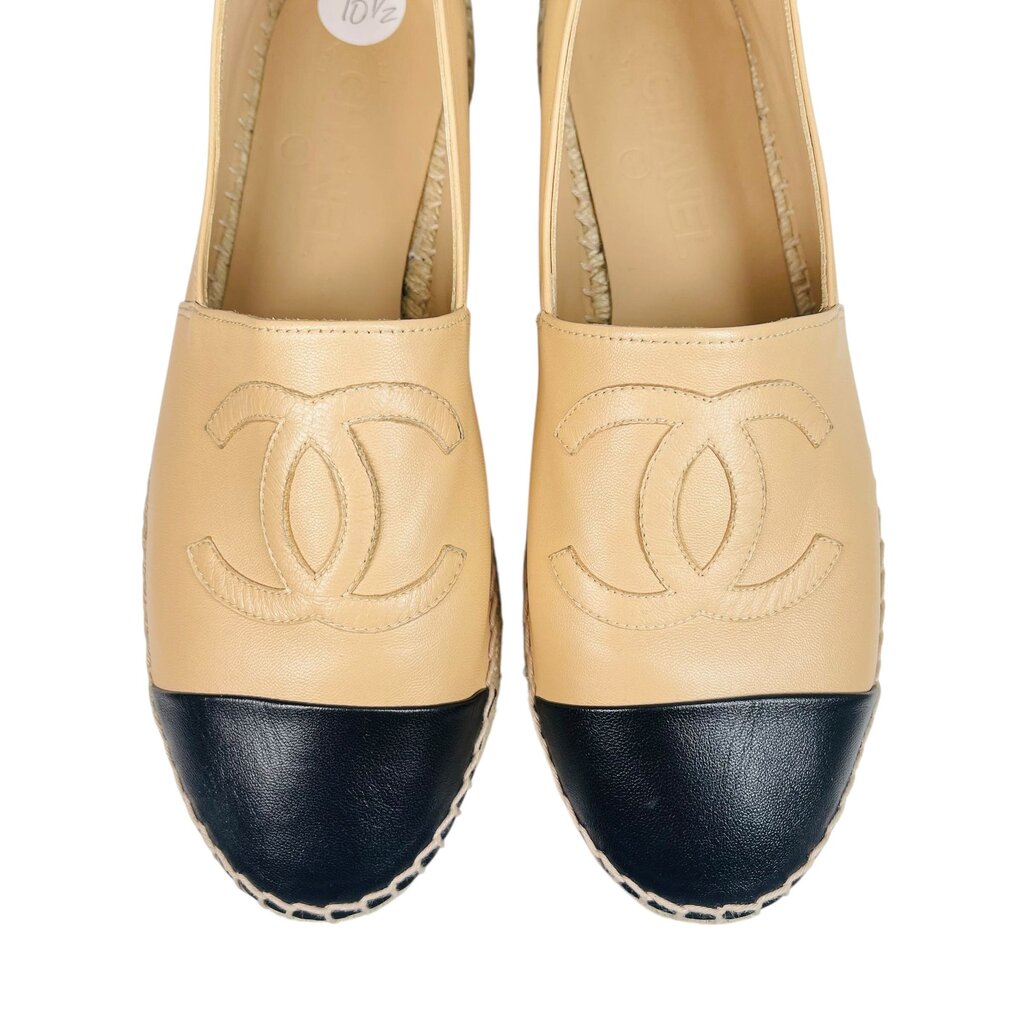 2 Tone Leather Logo Espadrille