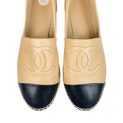 2 Tone Leather Logo Espadrille