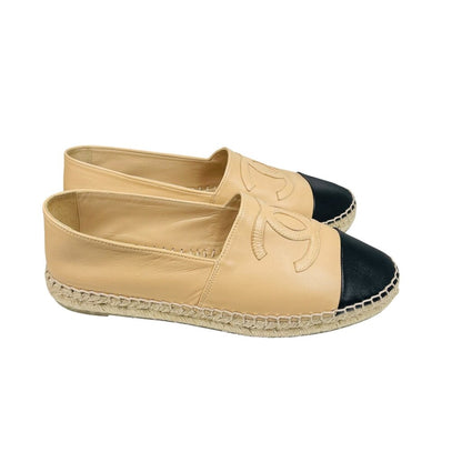 2 Tone Leather Logo Espadrille