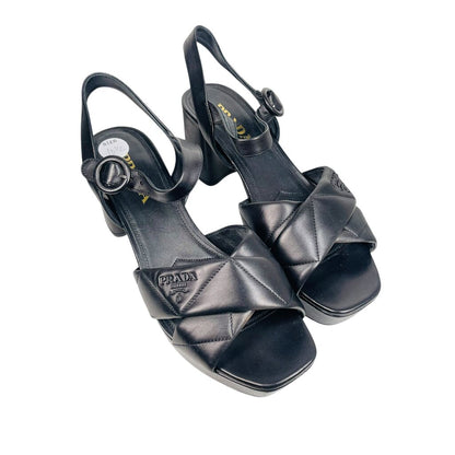 Quilted Leather Sandals W/Heel