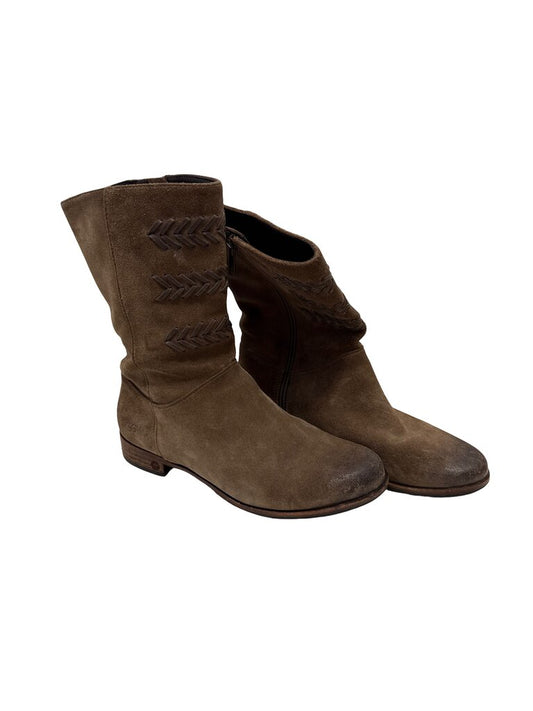Suede Flat Ankle Side Zip