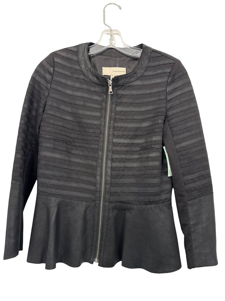 Knit/Leather Zip Front