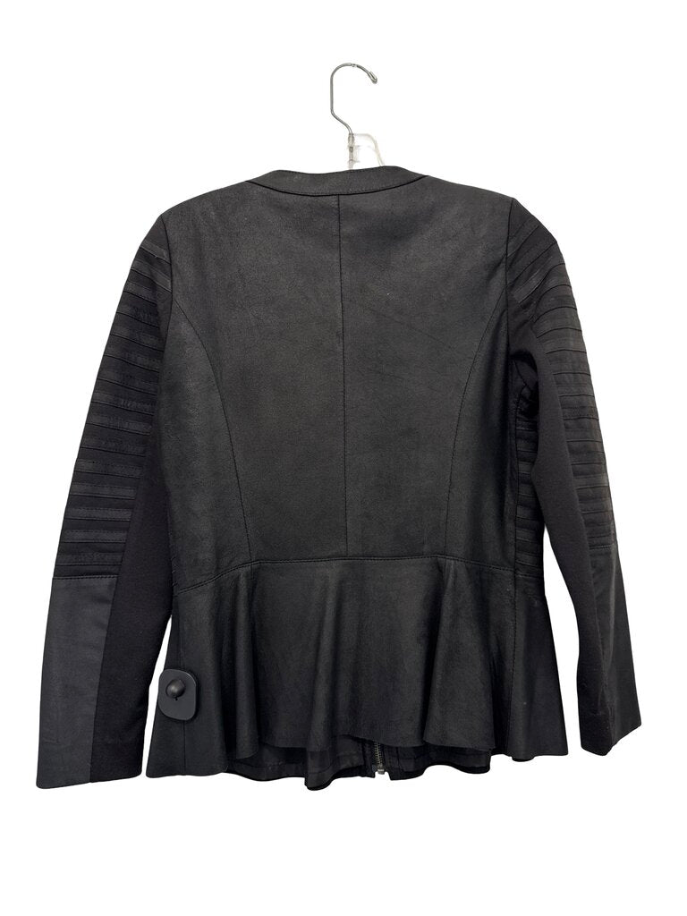 Knit/Leather Zip Front