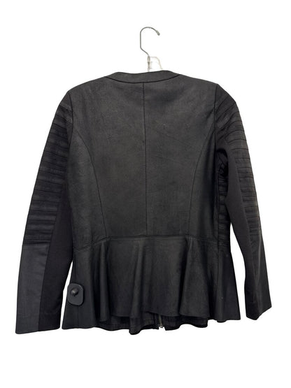 Knit/Leather Zip Front