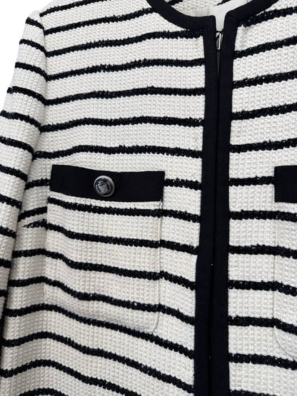Stripe Cardigan W/Silv Buttons