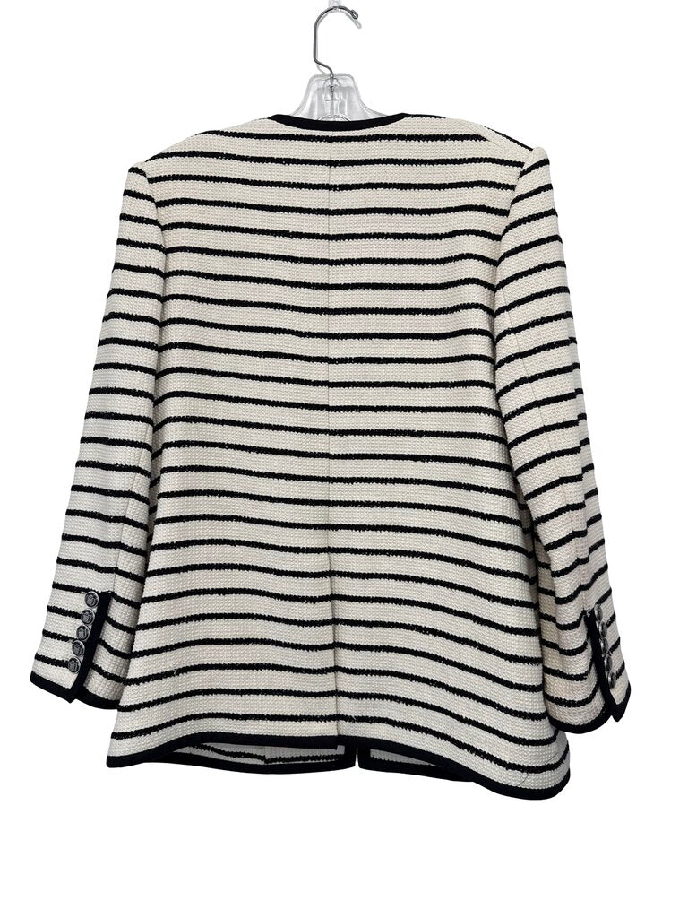 Stripe Cardigan W/Silv Buttons