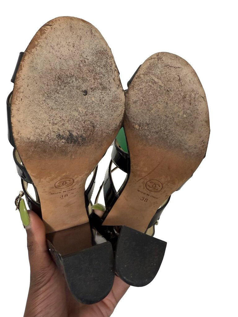 Patent Sandal W/Heel