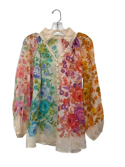 Floral Hi Nk Button Front