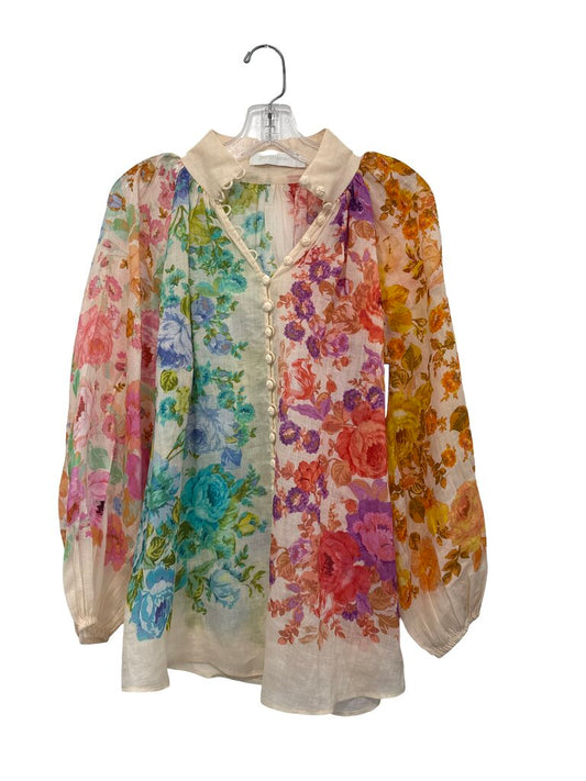 Floral Hi Nk Button Front