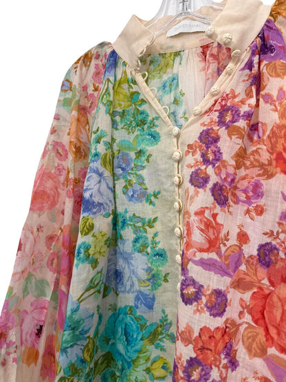 Floral Hi Nk Button Front