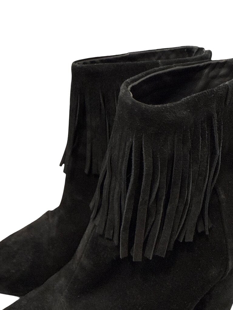 Suede Heel Ankle W/Fringe