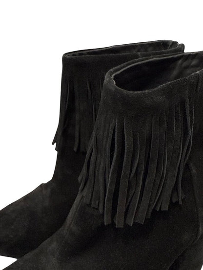 Suede Heel Ankle W/Fringe