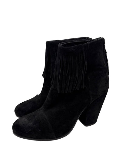 Suede Heel Ankle W/Fringe
