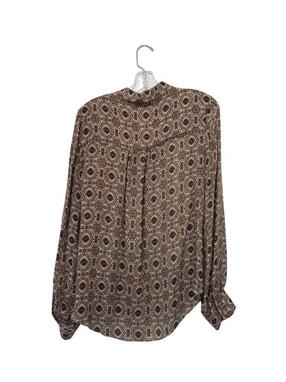 Print Lace Trim Blouse