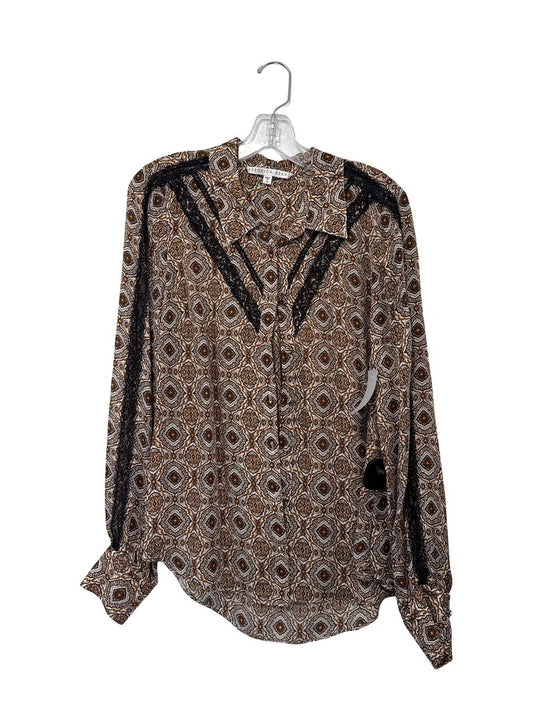 Print Lace Trim Blouse