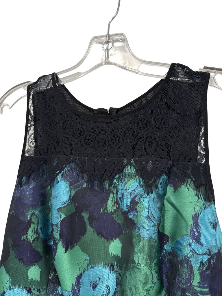 Lace Trim Slvs Floral Print