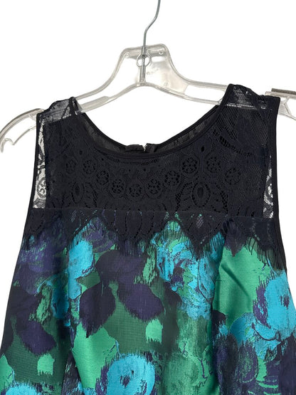 Lace Trim Slvs Floral Print