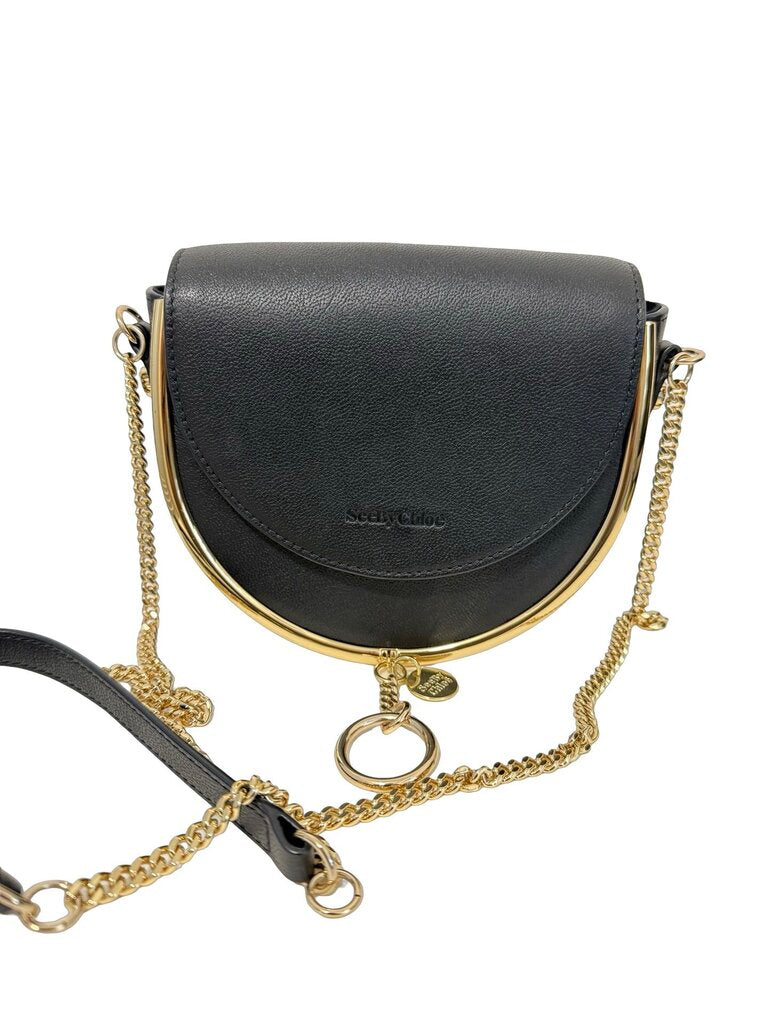Sm Leather Satchel Gold Chain