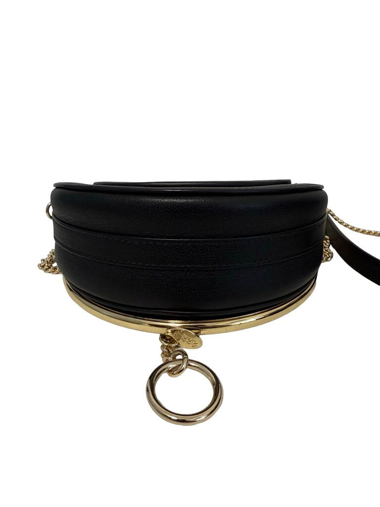 Sm Leather Satchel Gold Chain