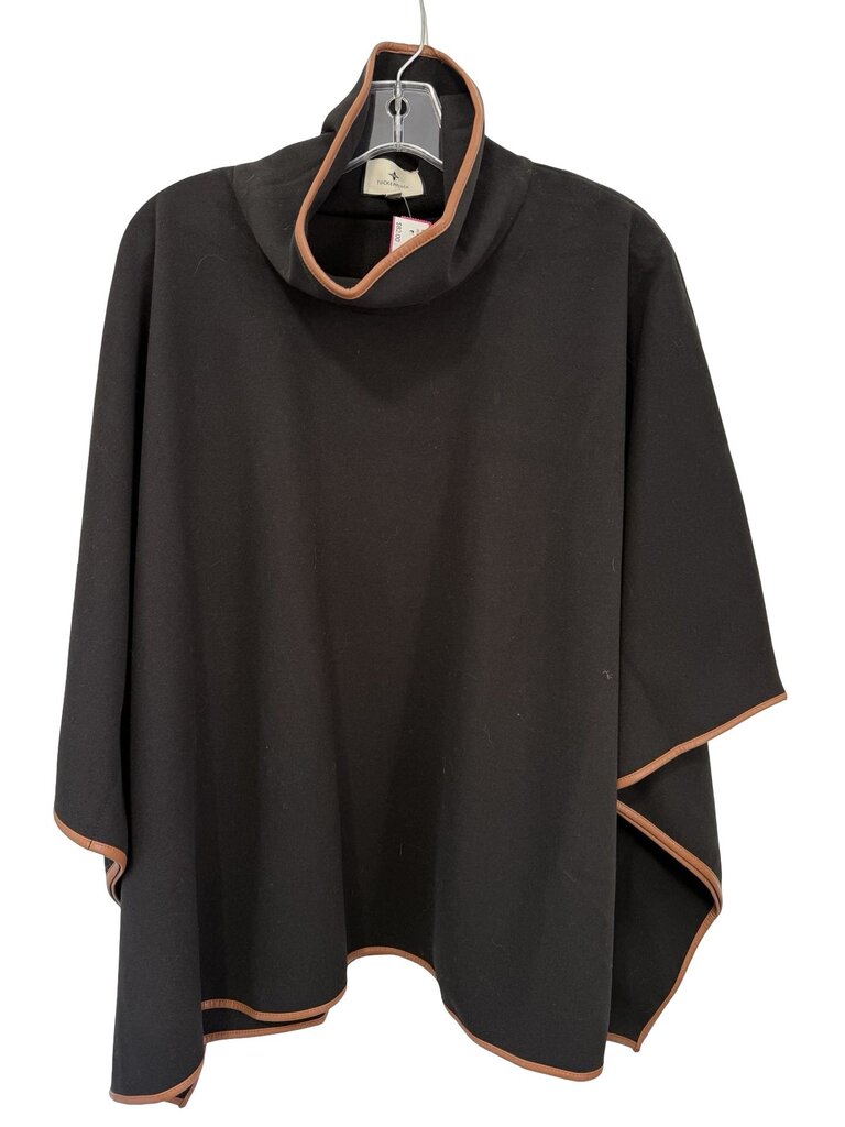 Leather Trim Hi Neck