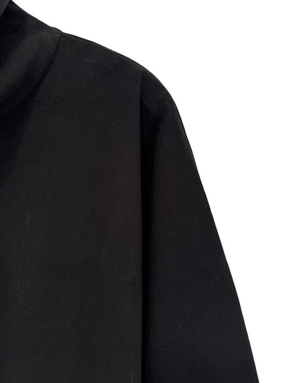 Leather Trim Hi Neck