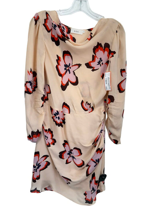 Floral Drape Nk Ruched Slv