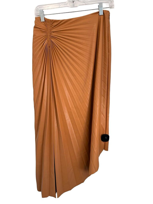 Faux Leather Pleated Assym Hem