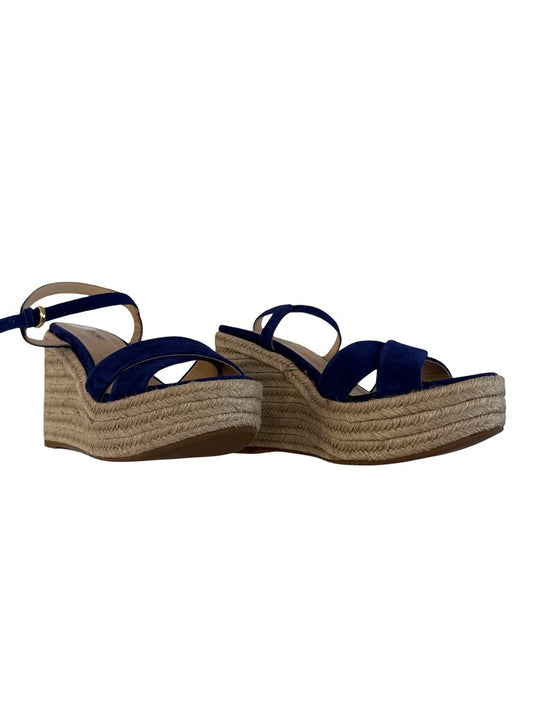 Suede/Straw Wedge