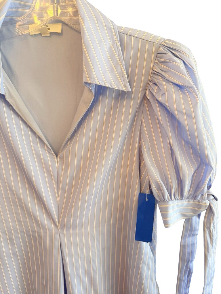 Stripe Puff Slv VNk Midi
