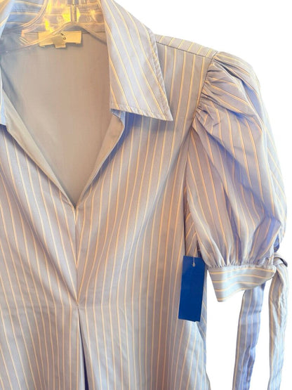 Stripe Puff Slv VNk Midi