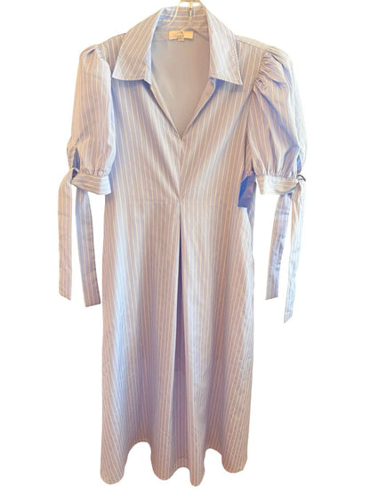 Stripe Puff Slv VNk Midi
