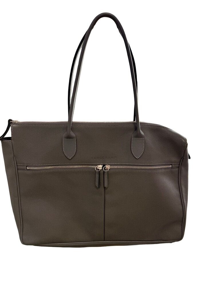Leather Tote W/Zippers