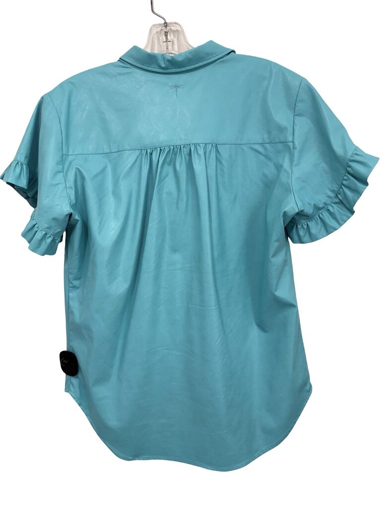 Faux Leather Polo W/Ruffles