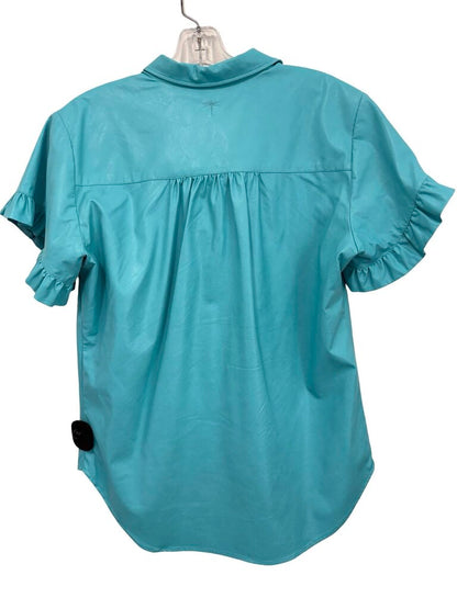 Faux Leather Polo W/Ruffles
