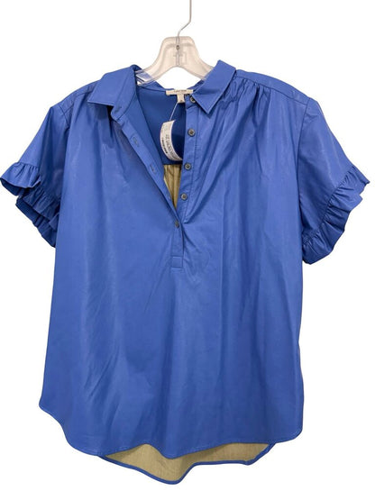 Faux Leather Polo W/Ruffles