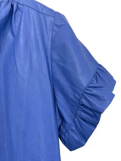 Faux Leather Polo W/Ruffles