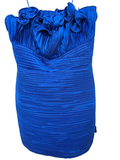 Pleated Strapless W/Ruffles Mini