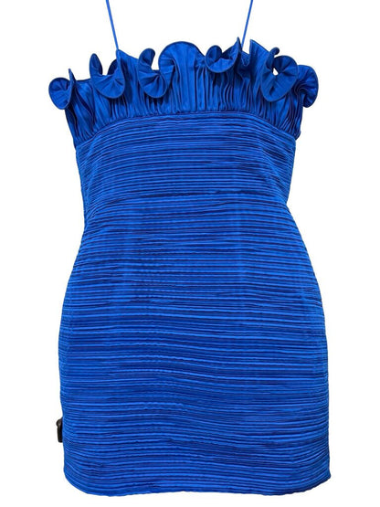 Pleated Strapless W/Ruffles Mini