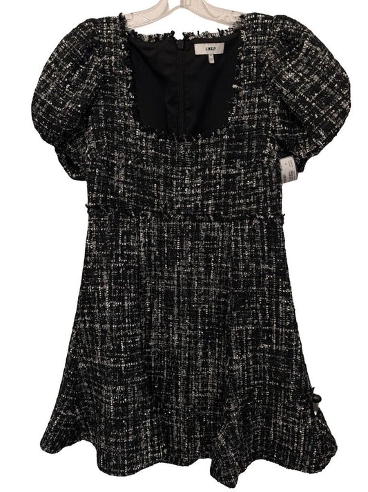 Metallic Tweed Sq Nk W/Flounce